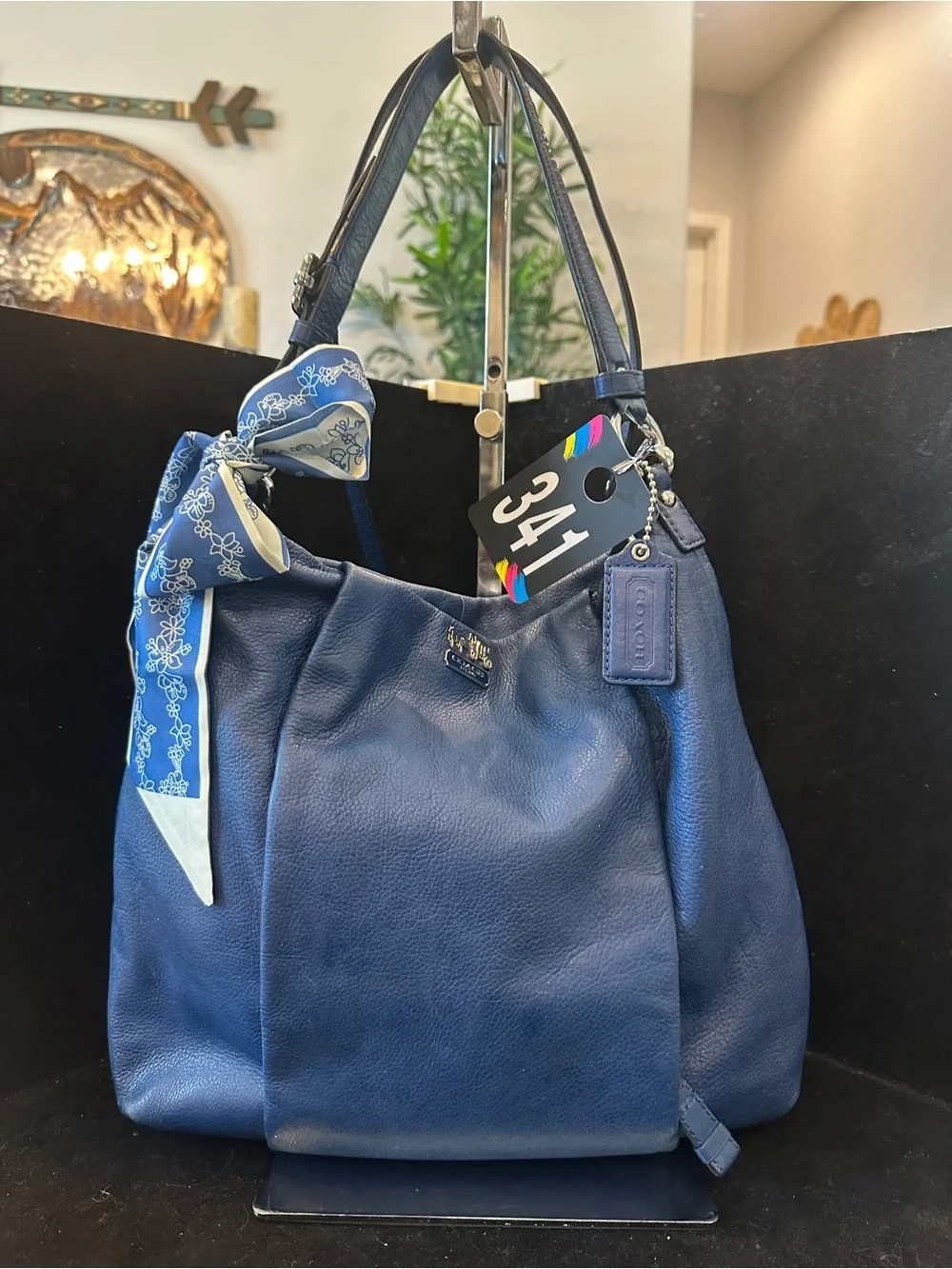 Coach#341 Madison Isabelle Blue Pebbled Leather Shoulder/ crossbody